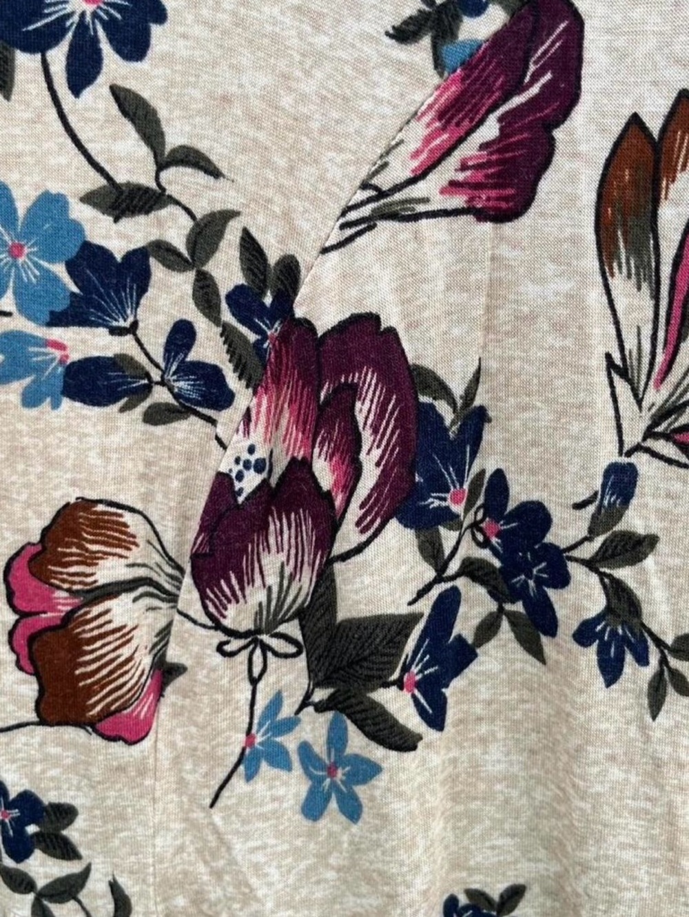 Terra & Sky Cream Floral Tie-Front Peasant Tunic - Picture 6 of 7